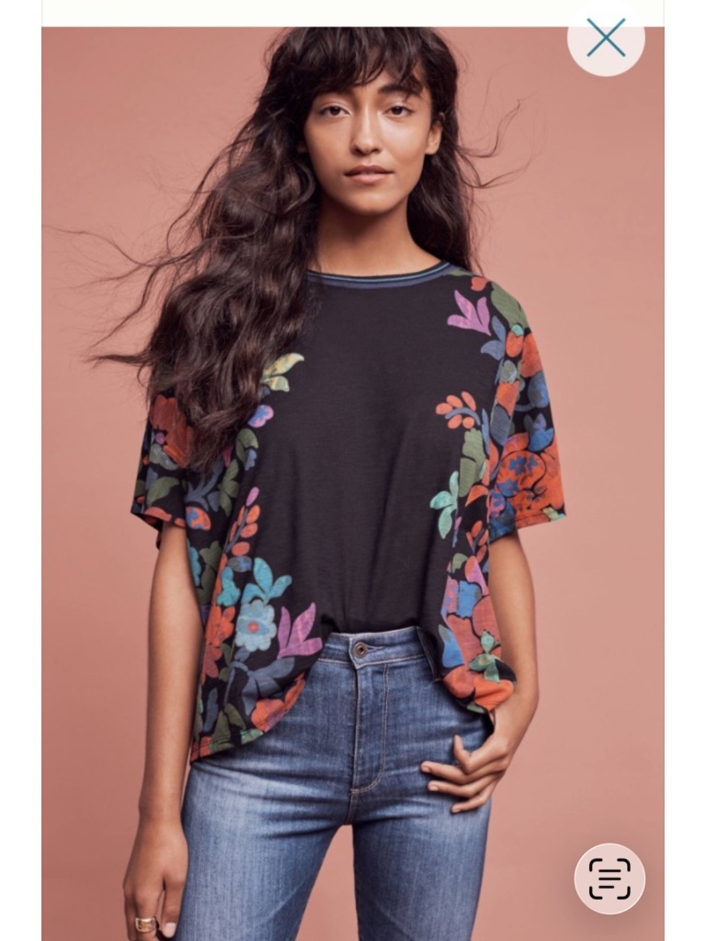 EUC Anthropologie AKEMI + KIN Black Floral Dolman sleeve top, XS/S
